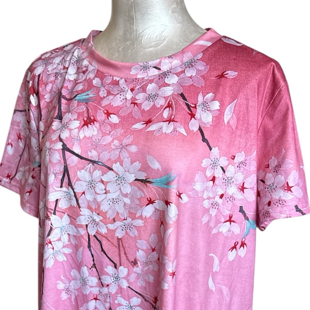 New Noracora Womens Cherry Blossom Pink Floral Tee size XXL - Picture 11 of 13